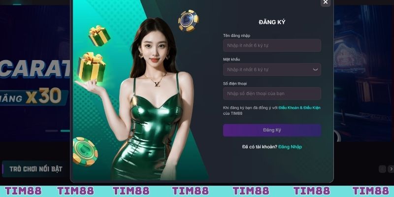 Biểu mẫu đăng ký cùng thông tin để người chơi hoàn thành
